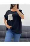 LACE POCKET TOP PE2433 BLACK