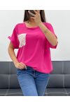 TOP MIT SPITZENTASCHE PE2433 FUSHIA