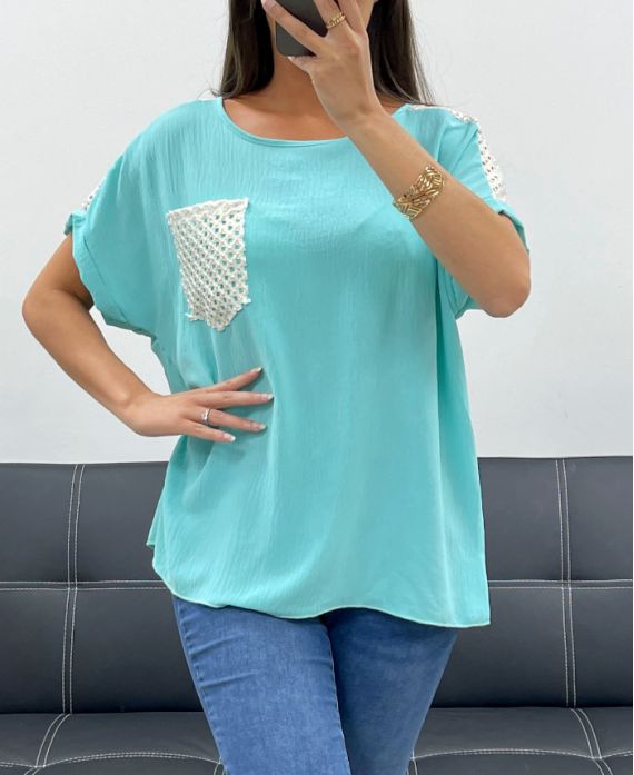 LACE POCKET TOP PE2433 PASTEL