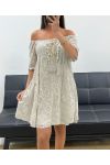 "BOHEMIAN COLLECTION" SEQUIN LACE DRESS PE2369 BEIGE