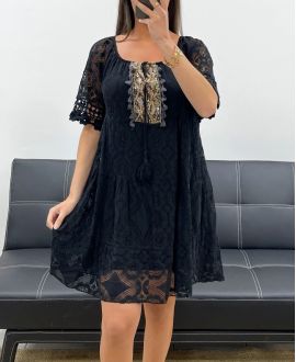"COLLECTION BOHEME" ROBE DENTELLE PAILLETTES PE2369 NOIR