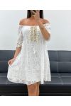 "BOHEMIAN COLLECTION" WEISSES PAILLETTEN-SPITZENKLEID PE2369