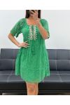"BOHEMIAN COLLECTION" GRÜNES PAILLETTEN-SPITZENKLEID PE2369