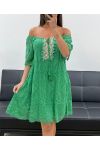 "BOHEMIAN COLLECTION" GRÜNES PAILLETTEN-SPITZENKLEID PE2369