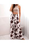 PANTALON LARGE IMPRIMé VISCOSE PE2485 CHOCOLAT