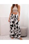 PANTALON LARGE IMPRIMé VISCOSE PE2485 NOIR