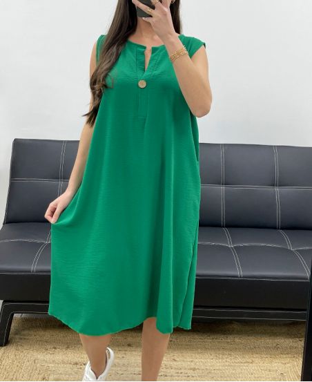 ROBE FLUIDE AMPLE PE1086 VERT EMERAUDE