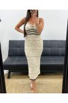 PE2346 VESTIDO LARGO DE GANCHILLO BEIGE