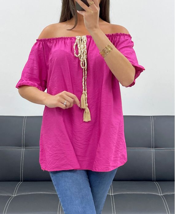 TOP ENCOLURE ELASTIQUEE PE2412 FUSHIA