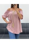TOP ENCOLURE ELASTIQUEE PE2412 VIEUX ROSE