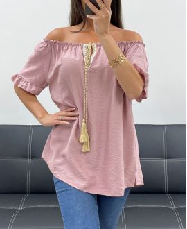 TOP ENCOLURE ELASTIQUEE PE2412 VIEUX ROSE