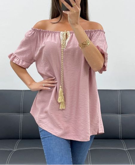 TOP ENCOLURE ELASTIQUEE PE2412 VIEUX ROSE