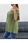 TOP MET ELASTISCHE HALSLIJN PE2412 KHAKI