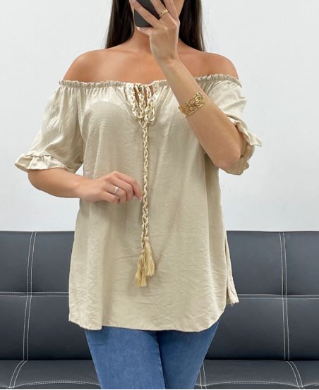 TOP ENCOLURE ELASTIQUEE PE2412 BEIGE