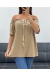 TOP Z ELASTYCZNYM DEKOLTEM PE2412 CAMEL
