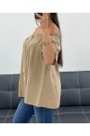TOP Z ELASTYCZNYM DEKOLTEM PE2412 CAMEL