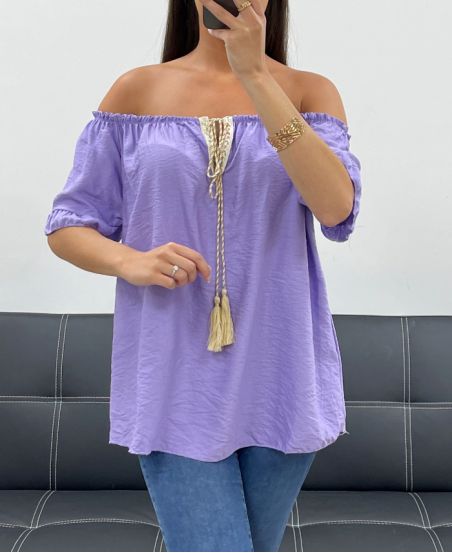 TOP CON ESCOTE ELÁSTICO PE2412 LILA