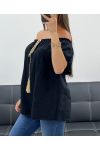 TOP SCOLLO ELASTICIZZATO PE2412 NERO