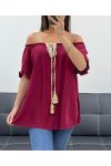 TOP CON ESCOTE ELÁSTICO PE2412 BURDEOS