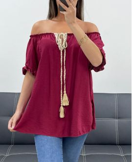 TOP CON ESCOTE ELÁSTICO PE2412 BURDEOS