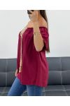 TOP CON ESCOTE ELÁSTICO PE2412 BURDEOS
