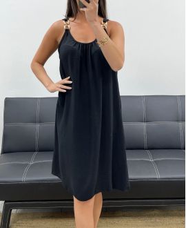 ROBE A BRETELLES FANTAISIE PE2381 NOIR