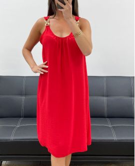 ROBE A BRETELLES FANTAISIE PE2381 ROUGE