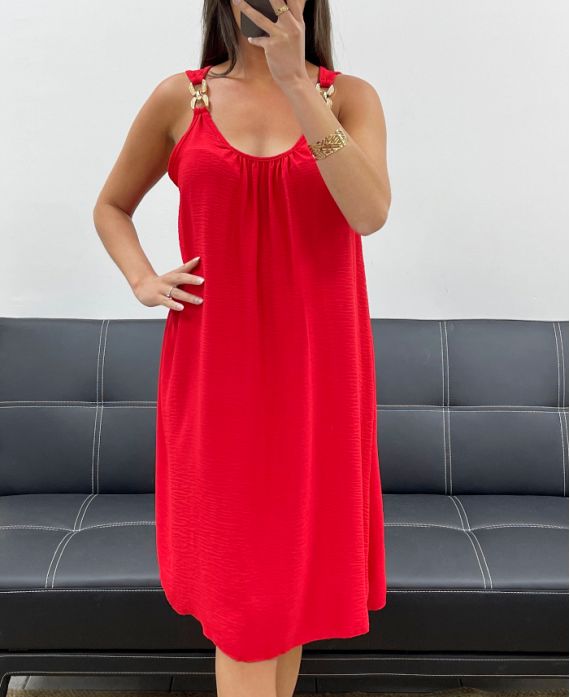 ROBE A BRETELLES FANTAISIE PE2381 ROUGE