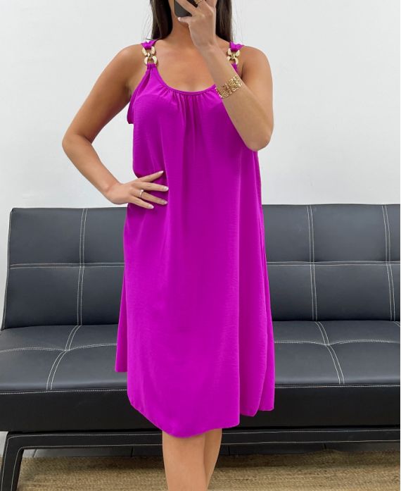 ROBE A BRETELLES FANTAISIE PE2381 MAUVE