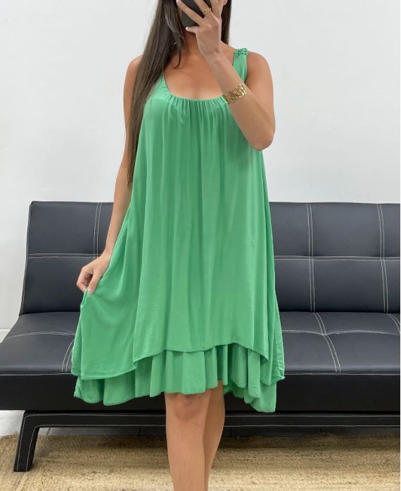 ROBE DOS DENTELLE PE2352 VERT