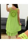 ROBE DOS DENTELLE PE2352 VERT ANIS