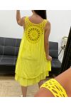 ROBE DOS DENTELLE PE2352 JAUNE