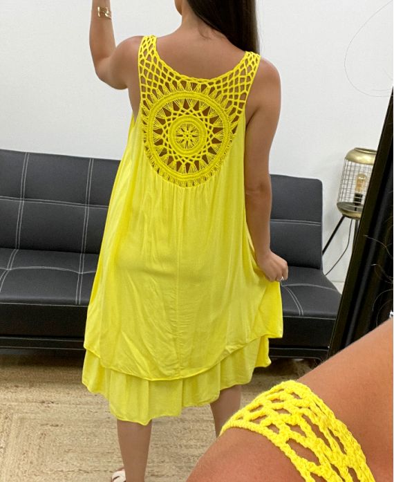 LACE BACK JURK PE2352 GEEL