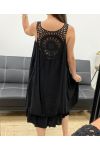KLEID MIT SPITZENRÜCKEN PE2352 SCHWARZ