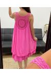 ROBE DOS DENTELLE PE2352 FUSHIA
