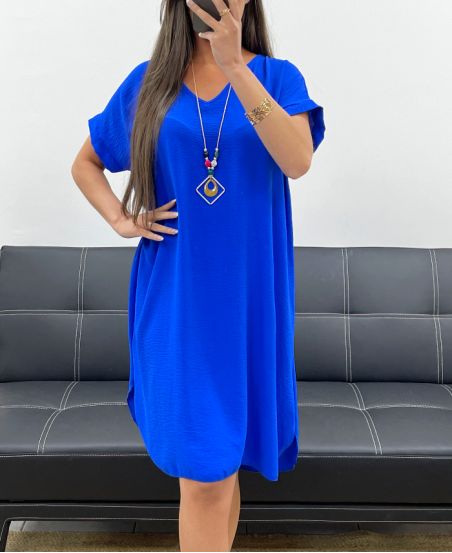 OVERSIZE SUKIENKA + NASZYJNIK GRATIS PE2452 ROYAL BLUE