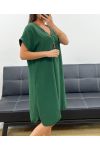 SUKIENKA OVERSIZE + NASZYJNIK OFEROWANE PE2452 SZMARAGDOWA ZIELEŃ