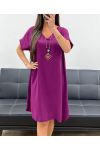 OVERSIZE SUKIENKA + NASZYJNIK GRATIS PE2452 FIOLETOWY