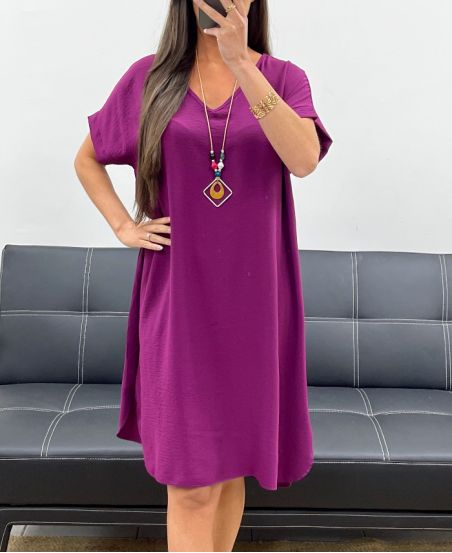 ABITO OVERSIZE + COLLANA GRATIS PE2452 VIOLA