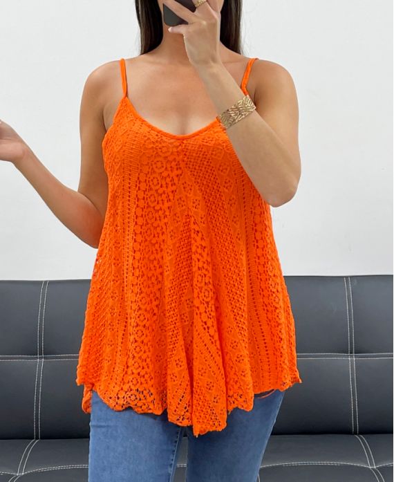 "BOHEMIAN COLLECTION" BLUZKA KORONKOWA DUBBLED PE2436 POMARAŃCZOWA