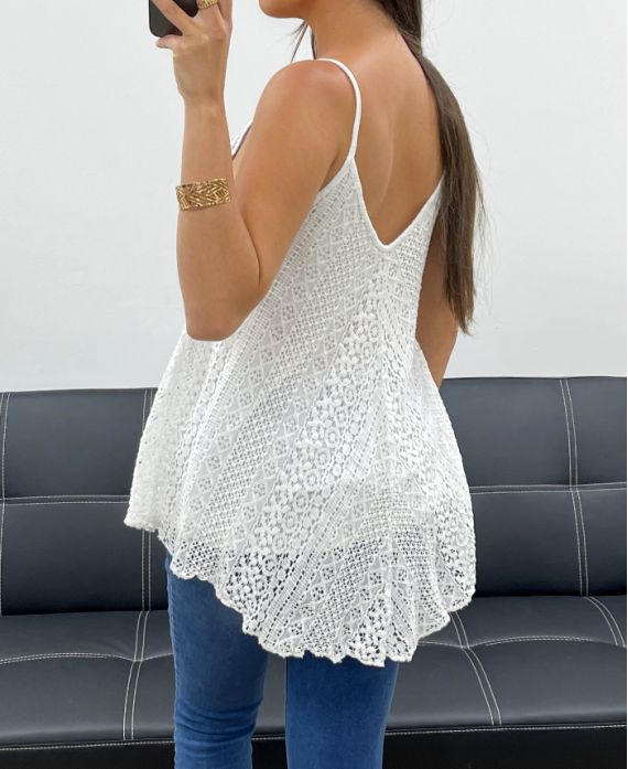 TOP DE ENCAJE DOBLADO "BOHEMIAN COLLECTION" PE2436 BLANCO