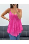 "BOHEMIAN COLLECTION" SPITZENTOP MIT DUBBLED PE2436 FUSHIA