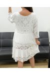 "COLLECTION BOHEME" ROBE DENTELLE COL V PE2382 BLANC