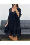 "COLLECTION BOHEME" ROBE DENTELLE COL V PE2382 NOIR