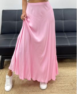 JUPE LONGUE VISCOSE DOUCE PE2554 ROSE