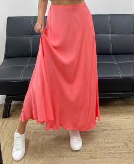 JUPE LONGUE VISCOSE DOUCE PE2554 CORAIL