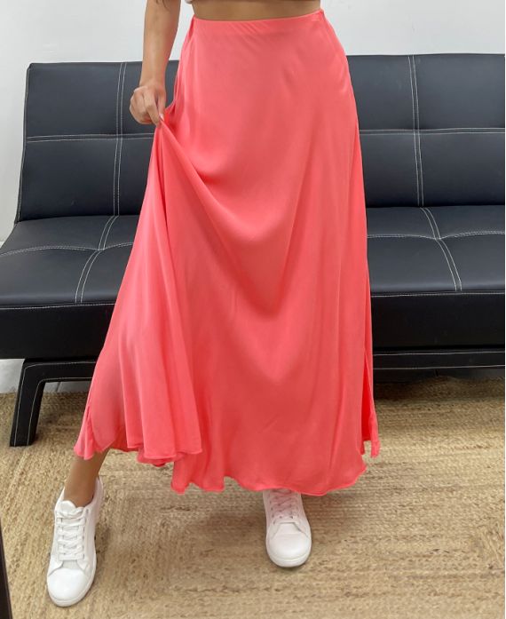 JUPE LONGUE VISCOSE DOUCE PE2554 CORAIL