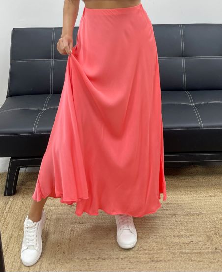 JUPE LONGUE VISCOSE DOUCE PE2554 CORAIL