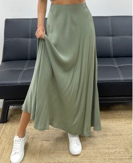 JUPE LONGUE VISCOSE DOUCE PE2554 KAKI