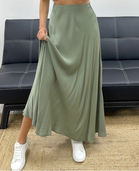 JUPE LONGUE VISCOSE DOUCE PE2554 KAKI
